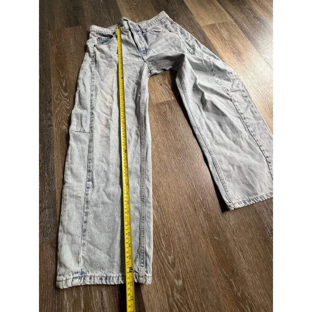 Aeropostale Barrel Jean Women 6 Light Acid Wash High Rise Baggy Curved Leg Denim